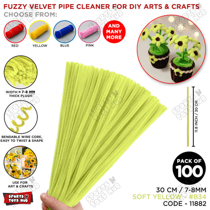 Fuzzy Pipe Cleaners Craft Stems 100 Pcs – 7-8mm Thick x 30cm Chenille Sticks for DIY Crafts, Kids Art Projects, School Activities, Handmade Flowers, Decorations & Creative Craft Supplies