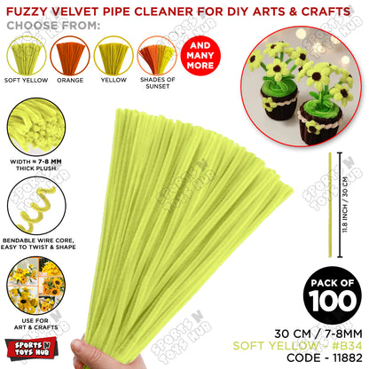 Shades of Sunset Fuzzy Pipe Cleaners 100 Pcs – 30cm x 7-8mm Thick Chenille Craft Stems For DIY Arts & Crafts, Floral Crafts, Kids Creative Activities, Home Decorations & School Projects
