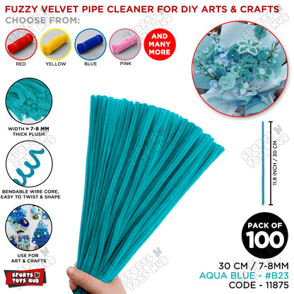Fuzzy Pipe Cleaners Craft Stems 100 Pcs – 7-8mm Thick x 30cm Chenille Sticks for DIY Crafts, Kids Art Projects, School Activities, Handmade Flowers, Decorations & Creative Craft Supplies