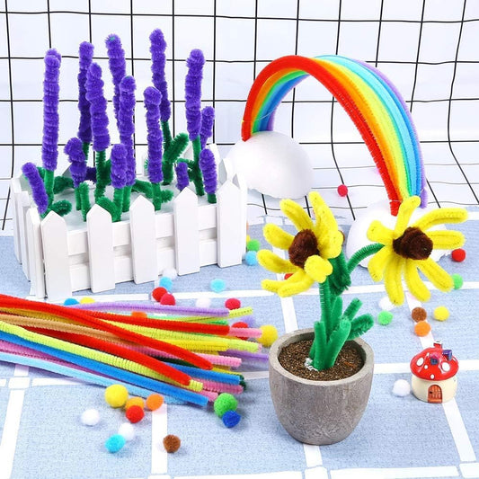 Fuzzy Pipe Cleaners Craft Stems 100 Pcs – 7-8mm Thick x 30cm Chenille Sticks for DIY Crafts, Kids Art Projects, School Activities, Handmade Flowers, Decorations & Creative Craft Supplies