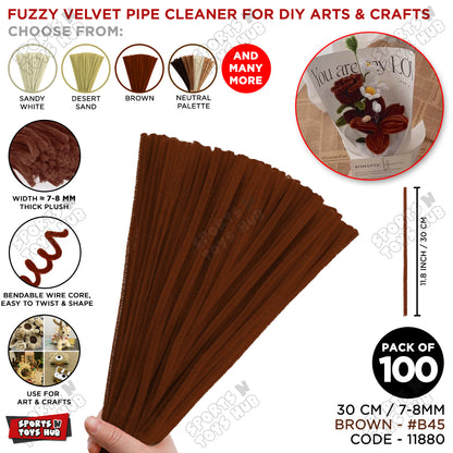 Neutral Palette Fuzzy Pipe Cleaners 100 Pack – Premium 30cm x 7-8mm Thick Chenille Craft Stems for DIY Arts & Crafts, Kids School Projects, Handmade Flowers, Floral Crafts, Party Decorations, Home Décor & Creative Craft Supplies