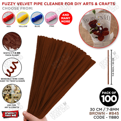 Fuzzy Pipe Cleaners Craft Stems 100 Pcs – 7-8mm Thick x 30cm Chenille Sticks for DIY Crafts, Kids Art Projects, School Activities, Handmade Flowers, Decorations & Creative Craft Supplies