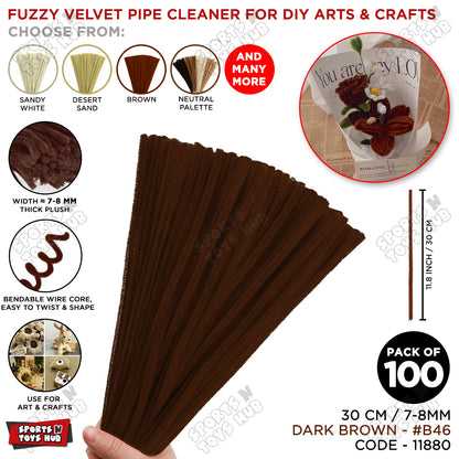 Neutral Palette Fuzzy Pipe Cleaners 100 Pack – Premium 30cm x 7-8mm Thick Chenille Craft Stems for DIY Arts & Crafts, Kids School Projects, Handmade Flowers, Floral Crafts, Party Decorations, Home Décor & Creative Craft Supplies