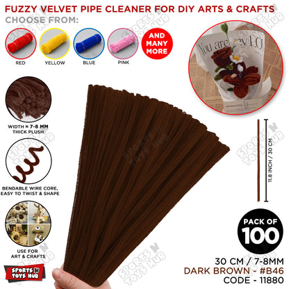 Fuzzy Pipe Cleaners Craft Stems 100 Pcs – 7-8mm Thick x 30cm Chenille Sticks for DIY Crafts, Kids Art Projects, School Activities, Handmade Flowers, Decorations & Creative Craft Supplies