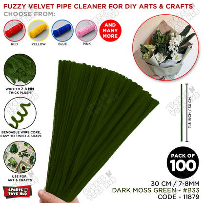 Fuzzy Pipe Cleaners Craft Stems 100 Pcs – 7-8mm Thick x 30cm Chenille Sticks for DIY Crafts, Kids Art Projects, School Activities, Handmade Flowers, Decorations & Creative Craft Supplies