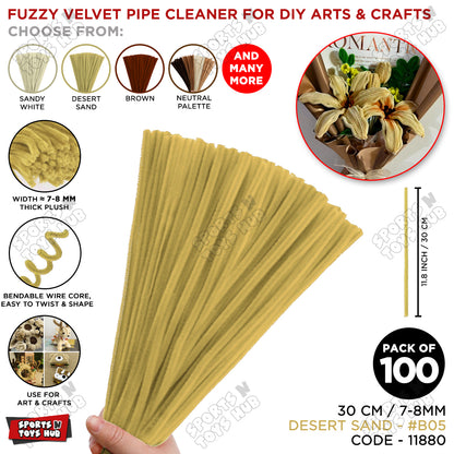 Neutral Palette Fuzzy Pipe Cleaners 100 Pack – Premium 30cm x 7-8mm Thick Chenille Craft Stems for DIY Arts & Crafts, Kids School Projects, Handmade Flowers, Floral Crafts, Party Decorations, Home Décor & Creative Craft Supplies