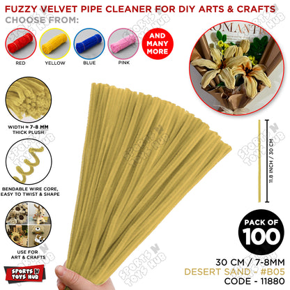 Fuzzy Pipe Cleaners Craft Stems 100 Pcs – 7-8mm Thick x 30cm Chenille Sticks for DIY Crafts, Kids Art Projects, School Activities, Handmade Flowers, Decorations & Creative Craft Supplies