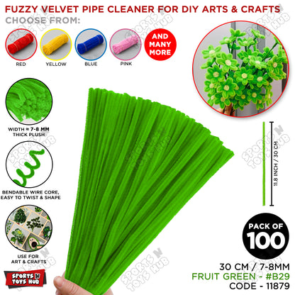Fuzzy Pipe Cleaners Craft Stems 100 Pcs – 7-8mm Thick x 30cm Chenille Sticks for DIY Crafts, Kids Art Projects, School Activities, Handmade Flowers, Decorations & Creative Craft Supplies