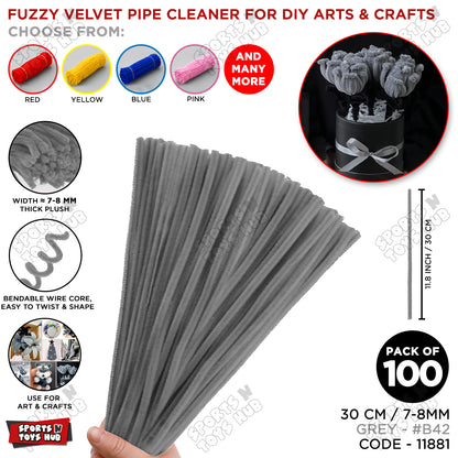 Fuzzy Pipe Cleaners Craft Stems 100 Pcs – 7-8mm Thick x 30cm Chenille Sticks for DIY Crafts, Kids Art Projects, School Activities, Handmade Flowers, Decorations & Creative Craft Supplies