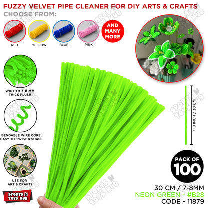 Fuzzy Pipe Cleaners Craft Stems 100 Pcs – 7-8mm Thick x 30cm Chenille Sticks for DIY Crafts, Kids Art Projects, School Activities, Handmade Flowers, Decorations & Creative Craft Supplies