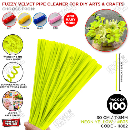 Fuzzy Pipe Cleaners Craft Stems 100 Pcs – 7-8mm Thick x 30cm Chenille Sticks for DIY Crafts, Kids Art Projects, School Activities, Handmade Flowers, Decorations & Creative Craft Supplies
