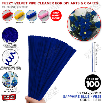 Fuzzy Pipe Cleaners Craft Stems 100 Pcs – 7-8mm Thick x 30cm Chenille Sticks for DIY Crafts, Kids Art Projects, School Activities, Handmade Flowers, Decorations & Creative Craft Supplies