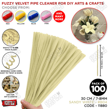 Fuzzy Pipe Cleaners Craft Stems 100 Pcs – 7-8mm Thick x 30cm Chenille Sticks for DIY Crafts, Kids Art Projects, School Activities, Handmade Flowers, Decorations & Creative Craft Supplies