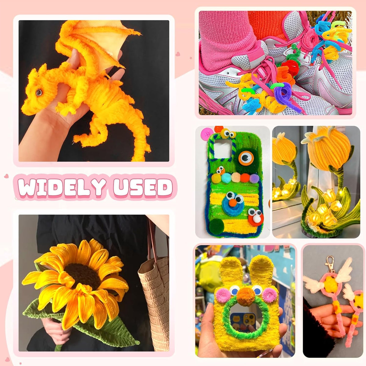 Shades of Sunset Fuzzy Pipe Cleaners 100 Pcs – 30cm x 7-8mm Thick Chenille Craft Stems For DIY Arts & Crafts, Floral Crafts, Kids Creative Activities, Home Decorations & School Projects