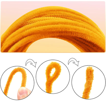 Shades of Sunset Fuzzy Pipe Cleaners 100 Pcs – 30cm x 7-8mm Thick Chenille Craft Stems For DIY Arts & Crafts, Floral Crafts, Kids Creative Activities, Home Decorations & School Projects