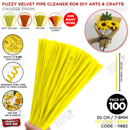 Shades of Sunset Fuzzy Pipe Cleaners 100 Pcs – 30cm x 7-8mm Thick Chenille Craft Stems For DIY Arts & Crafts, Floral Crafts, Kids Creative Activities, Home Decorations & School Projects