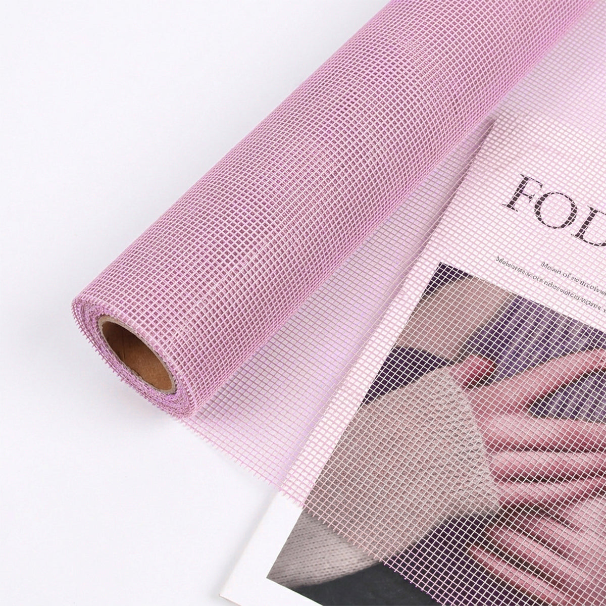 Pixel Mesh Net Wrapping Roll – 5 Yards, 19.5 Inch Wide See-Through Polyester Mesh Fabric for Flower Bouquets, Gift Wrapping, Floral Arrangements, Wedding Decorations, Party Decor & DIY Craft Supplies