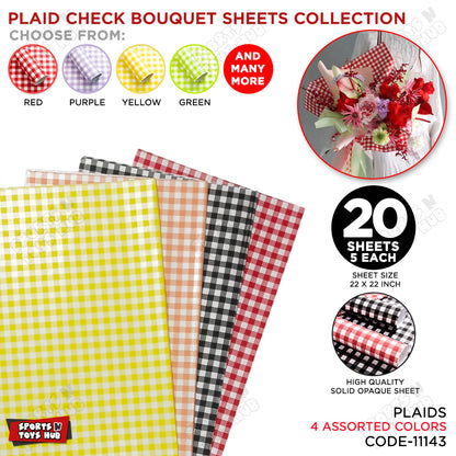 Plaid Checks Flower Bouquet Wrapping Sheets