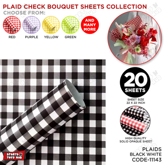 Plaid Checks Flower Bouquet Solid Opaque Wrapping Sheets
