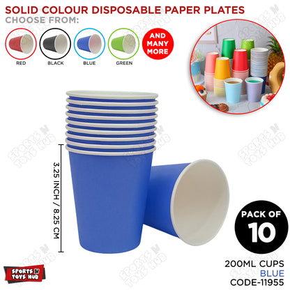 Solid Color Disposable Round Paper Cups – Pack of 10