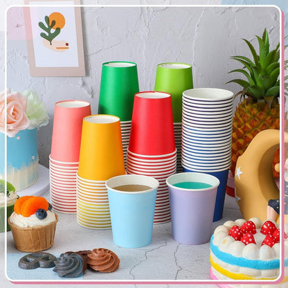 Black Solid Color Disposable Paper Plates & Cups Set – Pack of 10, Black Party Tableware for Birthday, Wedding, BBQ, Picnic, Catering, Snacks, Desserts, Food Serving & Event Decorations