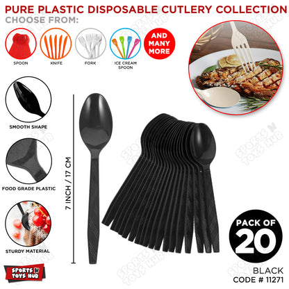Disposable Solid Color Pure Plastic Spoons - Pack Of 20