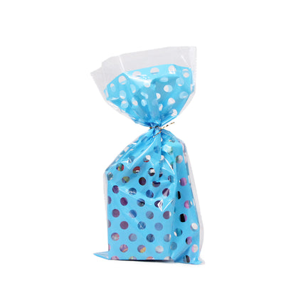 Cellophane Treat Polka Dot Design Goodies Gift Bag With Twist Ties - Pack of 10