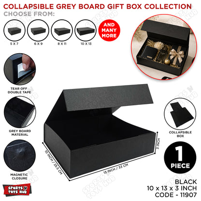 Collapsible Black Magnetic Gift Box – Premium Foldable Grey Board Gift Box for Luxury Gift Packaging, Wedding Gifts, Birthday Presents, Corporate Hampers & Festive Gift Wrapping