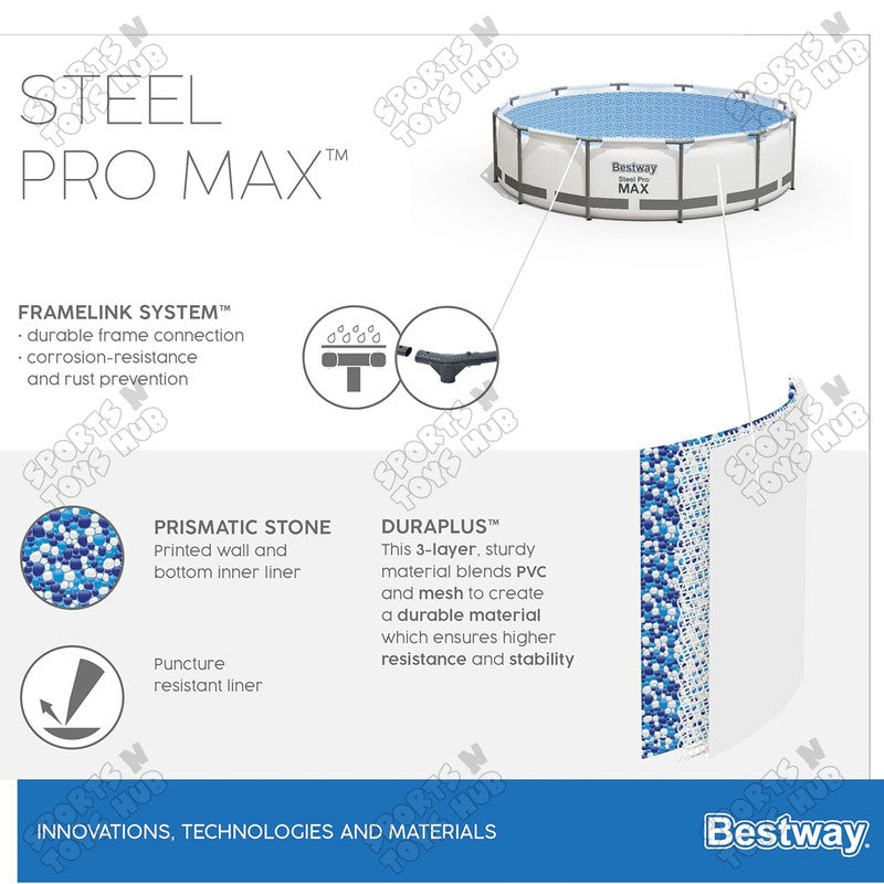 Bestway Power Steel 10 Feet Length Round Above Ground Pool - 56406
