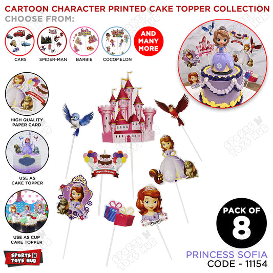 Cartoon Characters Princess Sofia Cake Topper - 8 Pcs