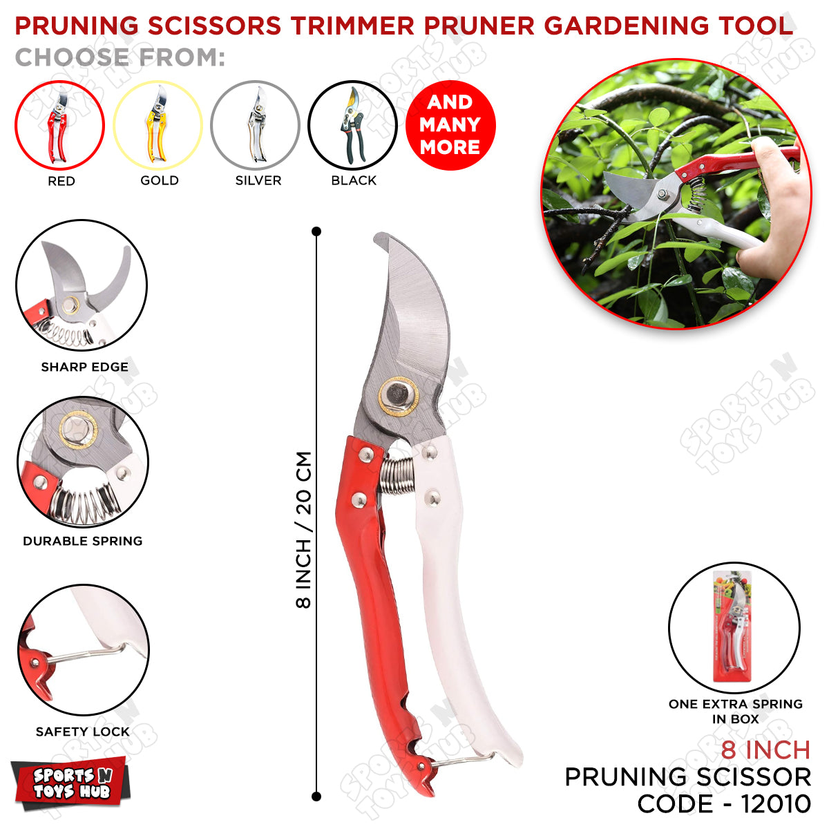 Pruning Scissors Garden Shears – Heavy Duty Plant Trimmer & Pruner Tool for Gardening