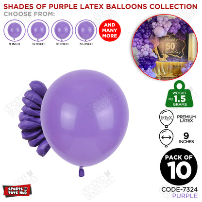 Purple Latex Balloons Available In 9, 12, 18 & 36 Inch Sizes