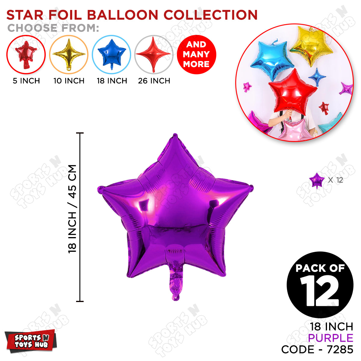 18 Inch - Purple Star Foil Balloon