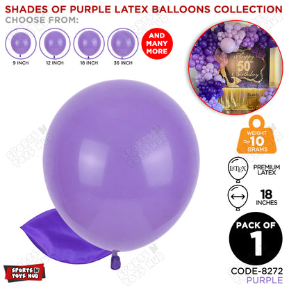Purple Latex Balloons Available In 9, 12, 18 & 36 Inch Sizes
