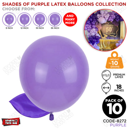 Purple Latex Balloons Available In 9, 12, 18 & 36 Inch Sizes