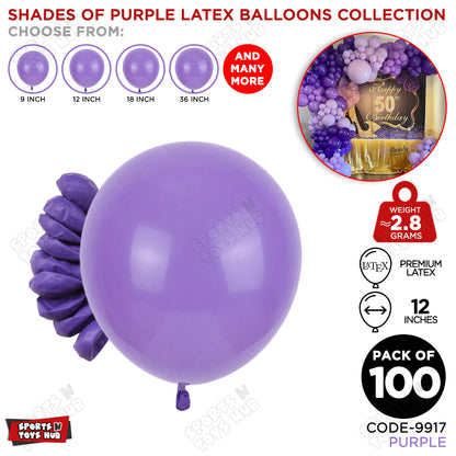Purple Latex Balloons Available In 9, 12, 18 & 36 Inch Sizes