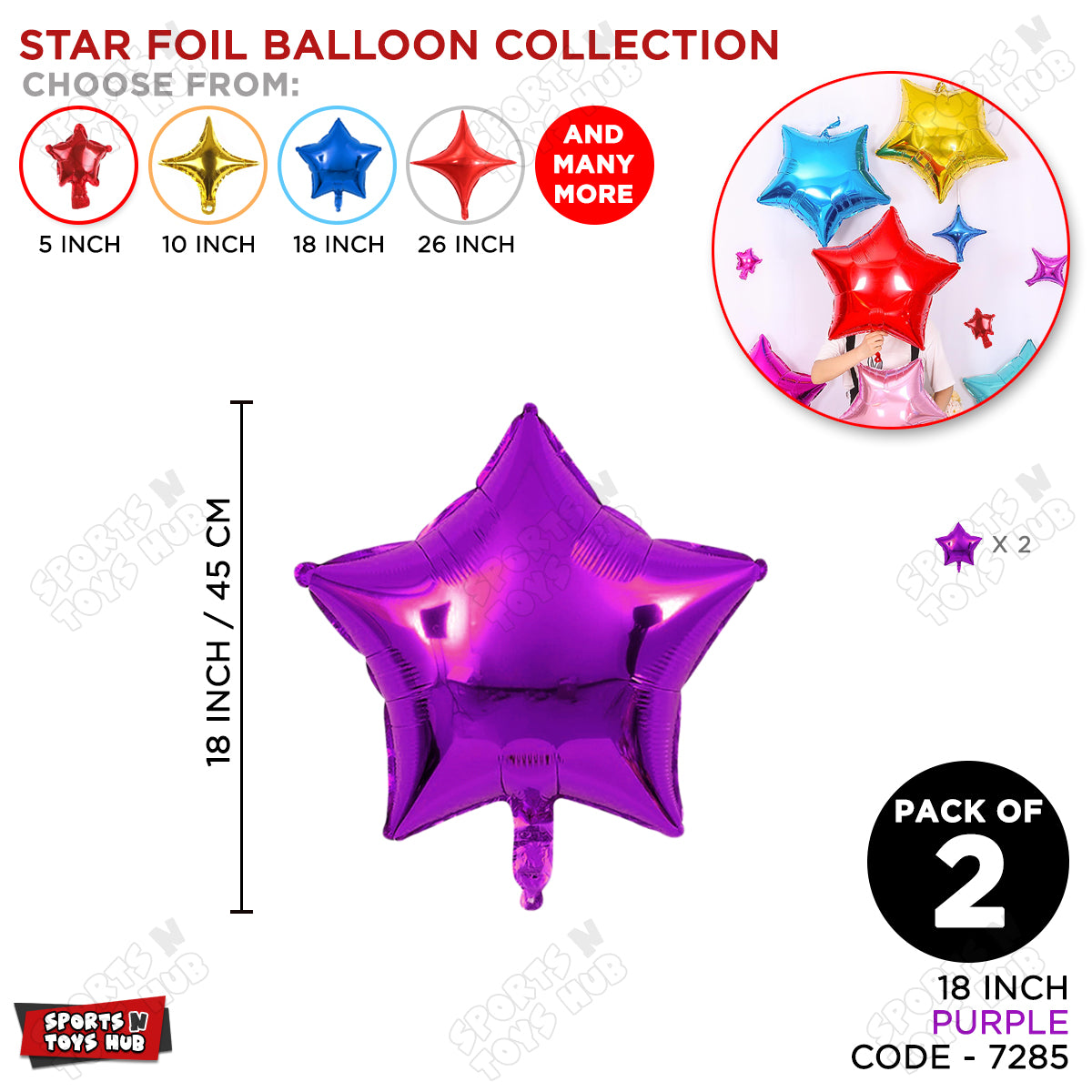 18 Inch - Purple Star Foil Balloon