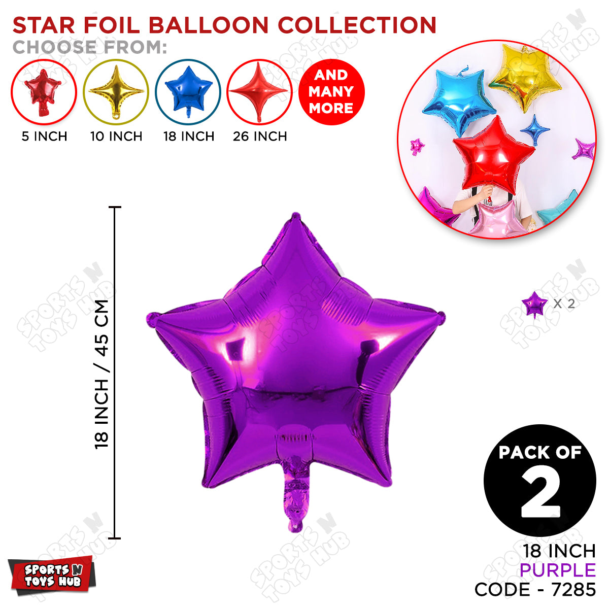 18 Inch - Purple Star Foil Balloon