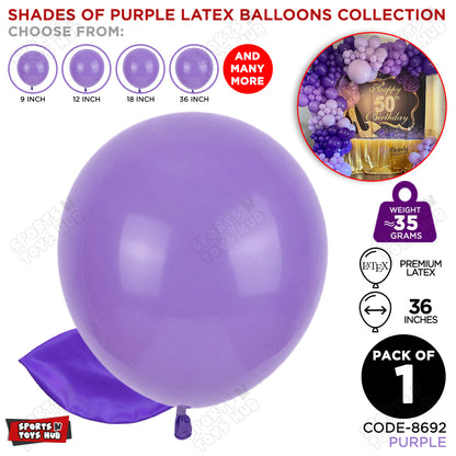 Purple Latex Balloons Available In 9, 12, 18 & 36 Inch Sizes