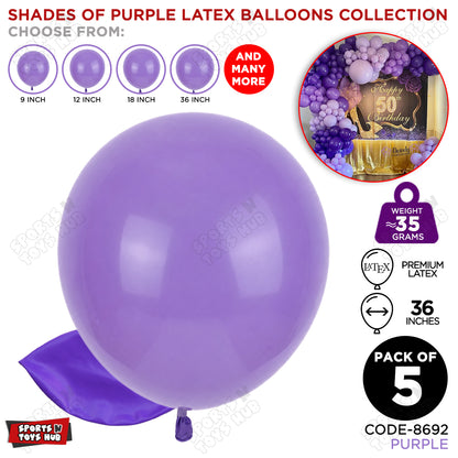Purple Latex Balloons Available In 9, 12, 18 & 36 Inch Sizes