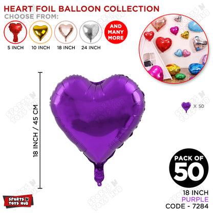 18 Inch - Purple Heart Foil Balloon