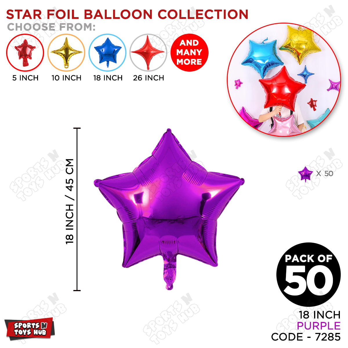 18 Inch - Purple Star Foil Balloon