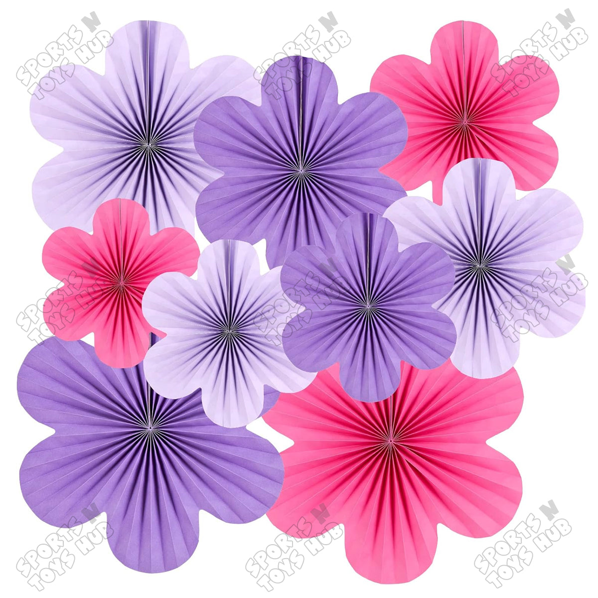 Purple & Pink Colot Flower Party Decorations Paper Fans