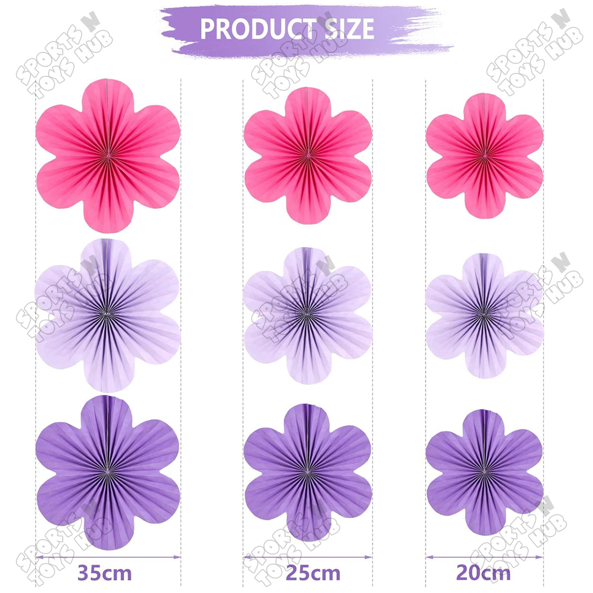Purple & Pink Colot Flower Party Decorations Paper Fans