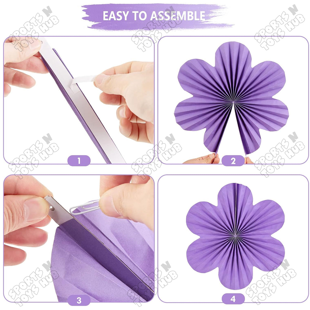 Purple & Pink Colot Flower Party Decorations Paper Fans