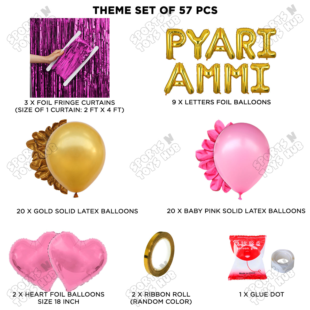 Pyari Ammi Foil Letter Curtain Theme Collection