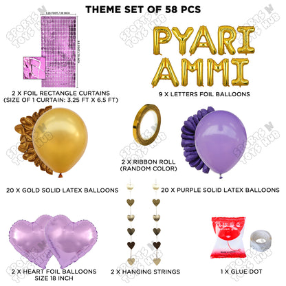 Pyari Ammi Foil Letter Rectangle Curtain Theme Collection