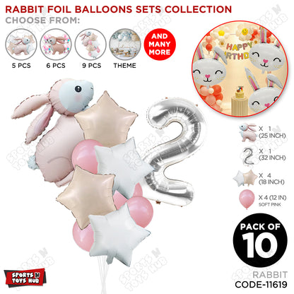 4D Standing Bunny Rabbit Pack Of 10 Character Foil Balloon
