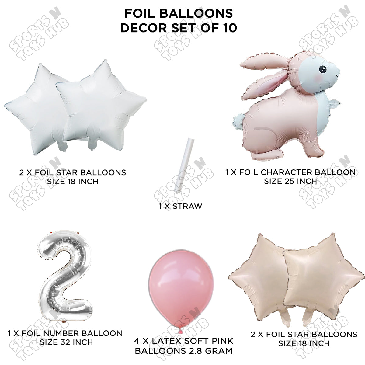 4D Standing Bunny Rabbit Pack Of 10 Character Foil Balloon