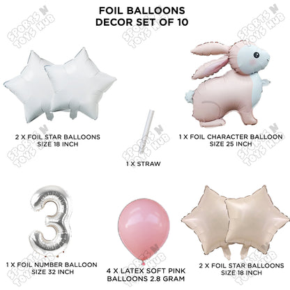 4D Standing Bunny Rabbit Pack Of 10 Character Foil Balloon